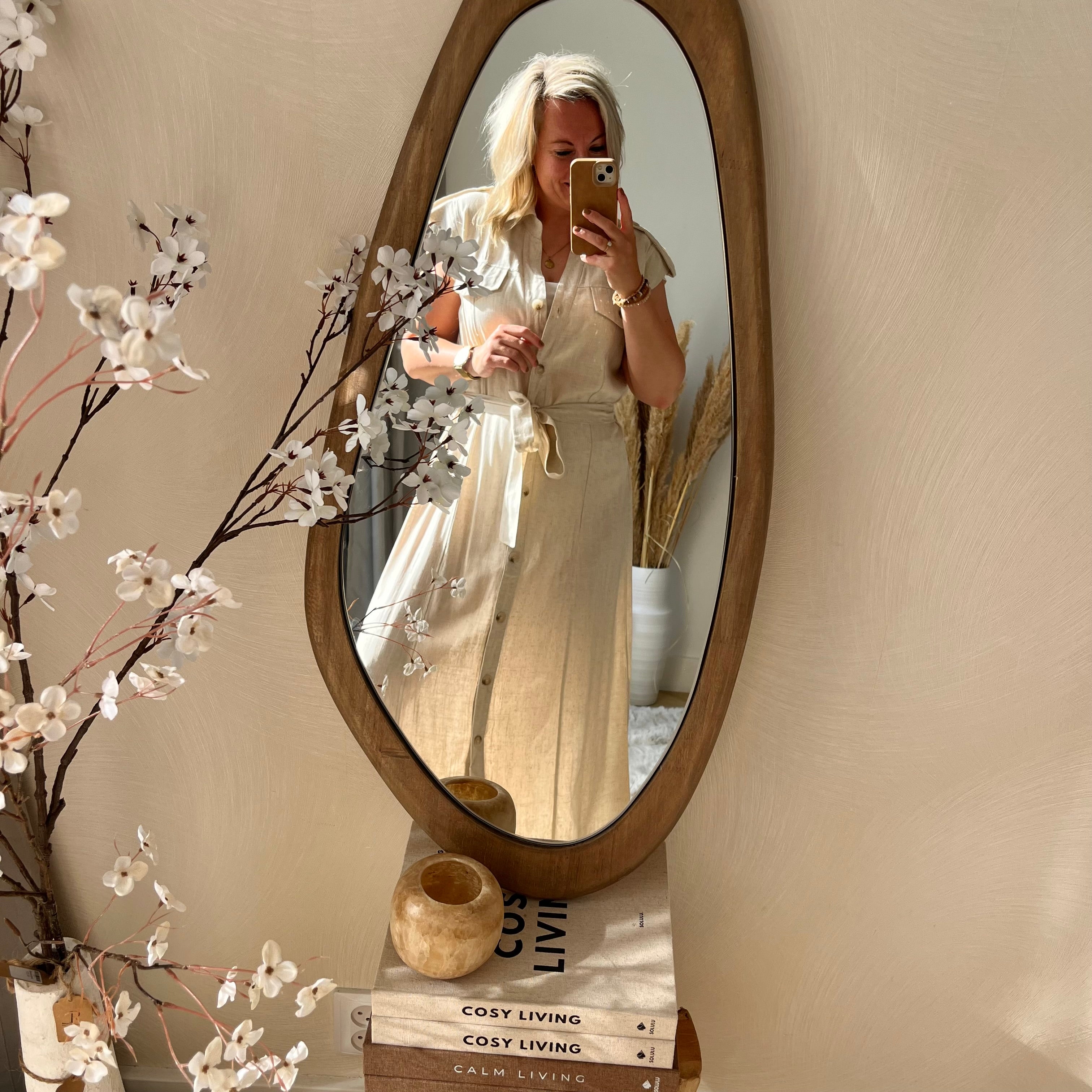 Linnen dress beige met centuur