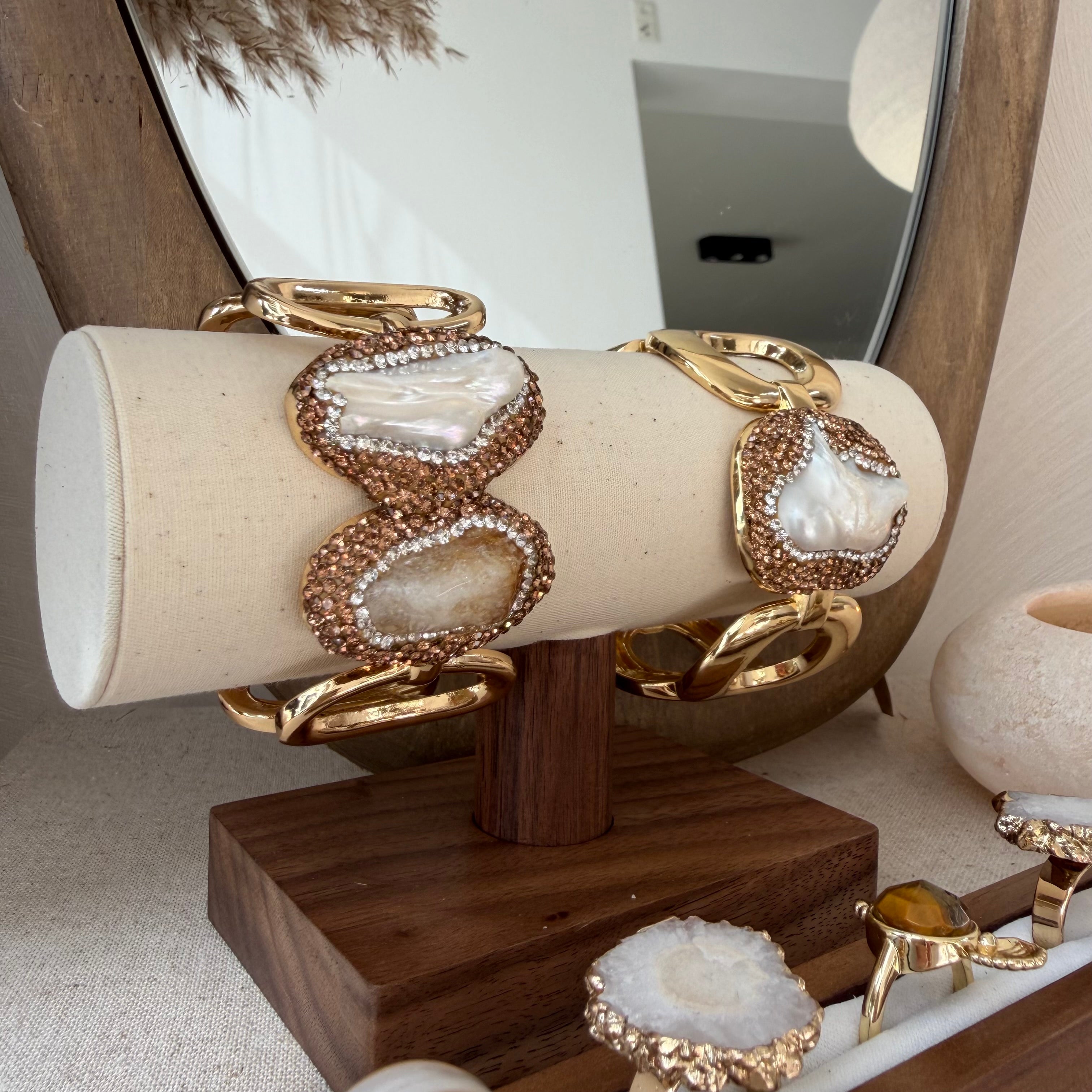 Armband parel kristalkwarts