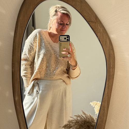 Beige trui met pailletten
