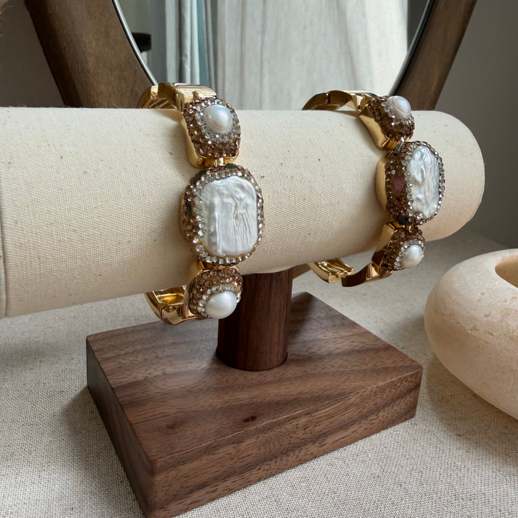 Parel loliet met edelsteen armband