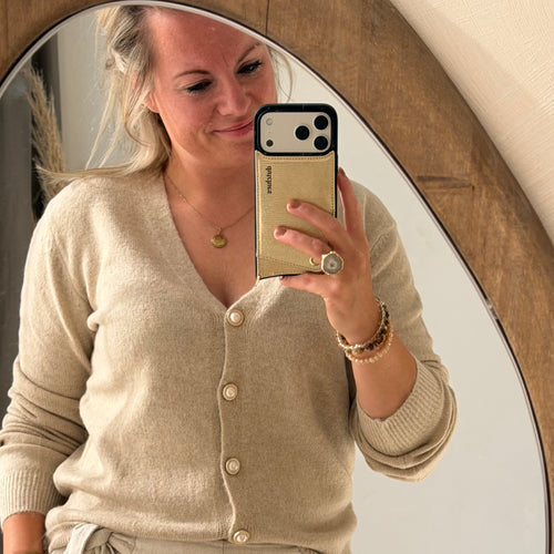 Beige vest met parel knopen