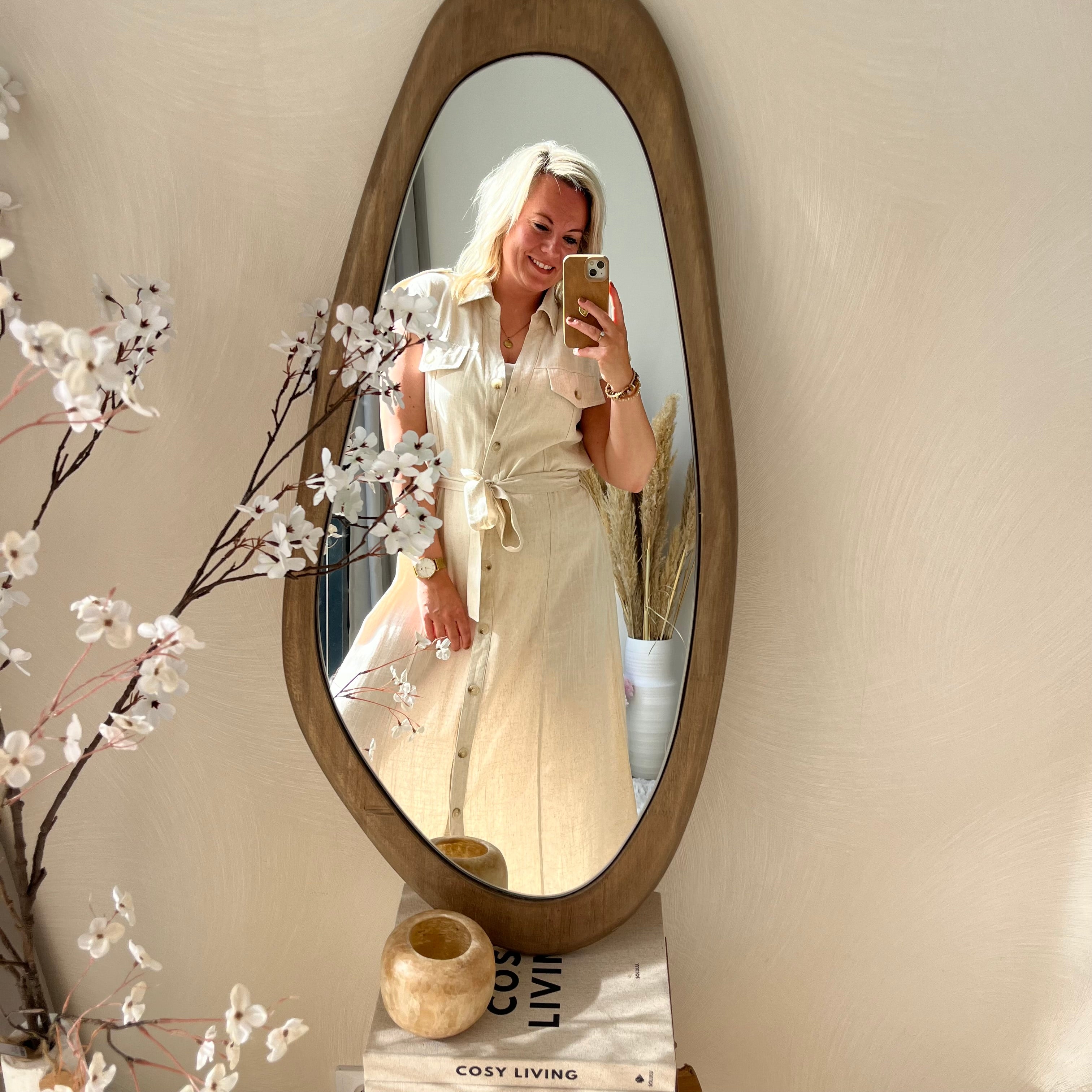 Linnen dress beige met centuur