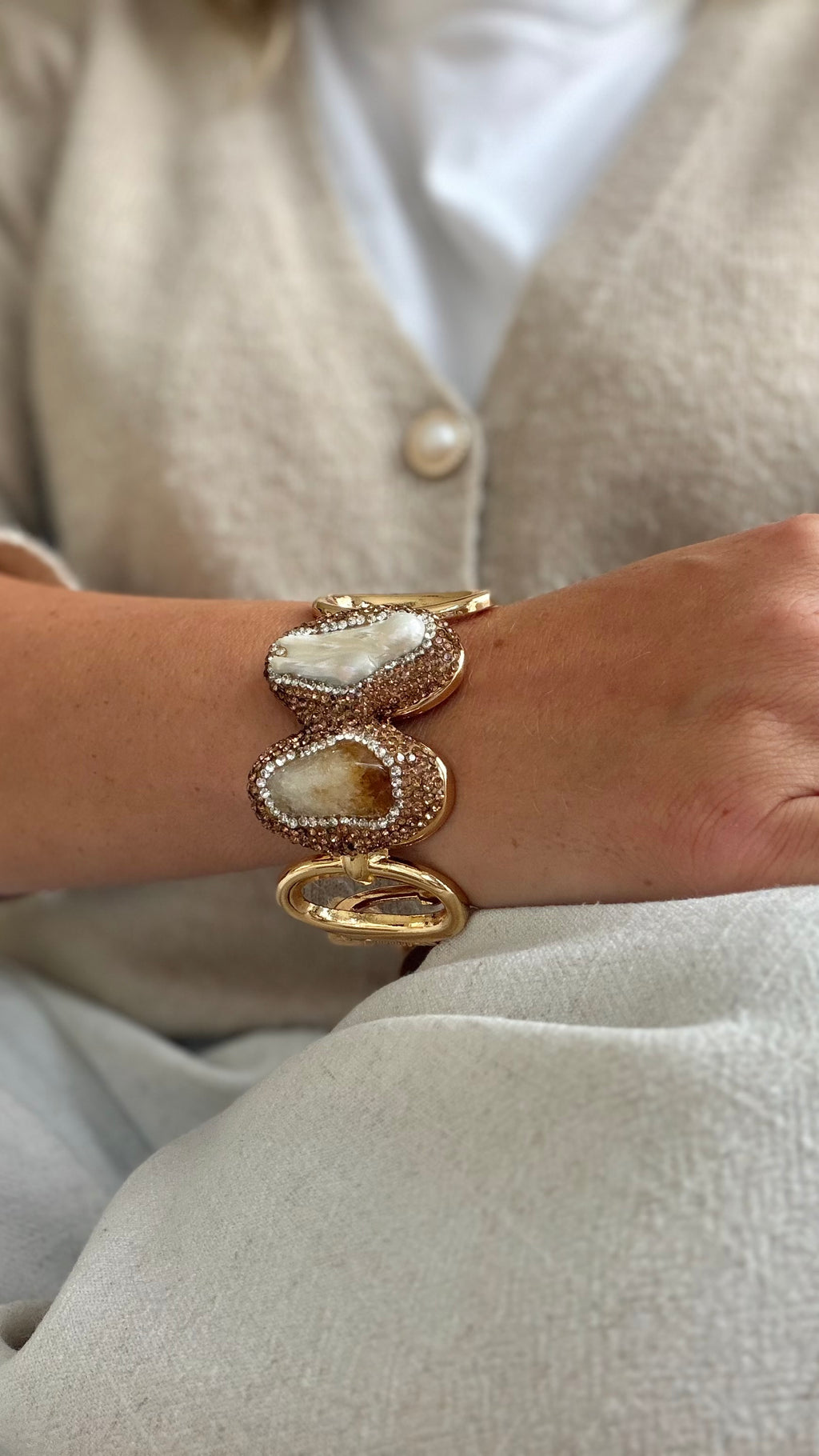 Armband parel kristalkwarts