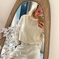 Linnen blouse met ruffel kraag