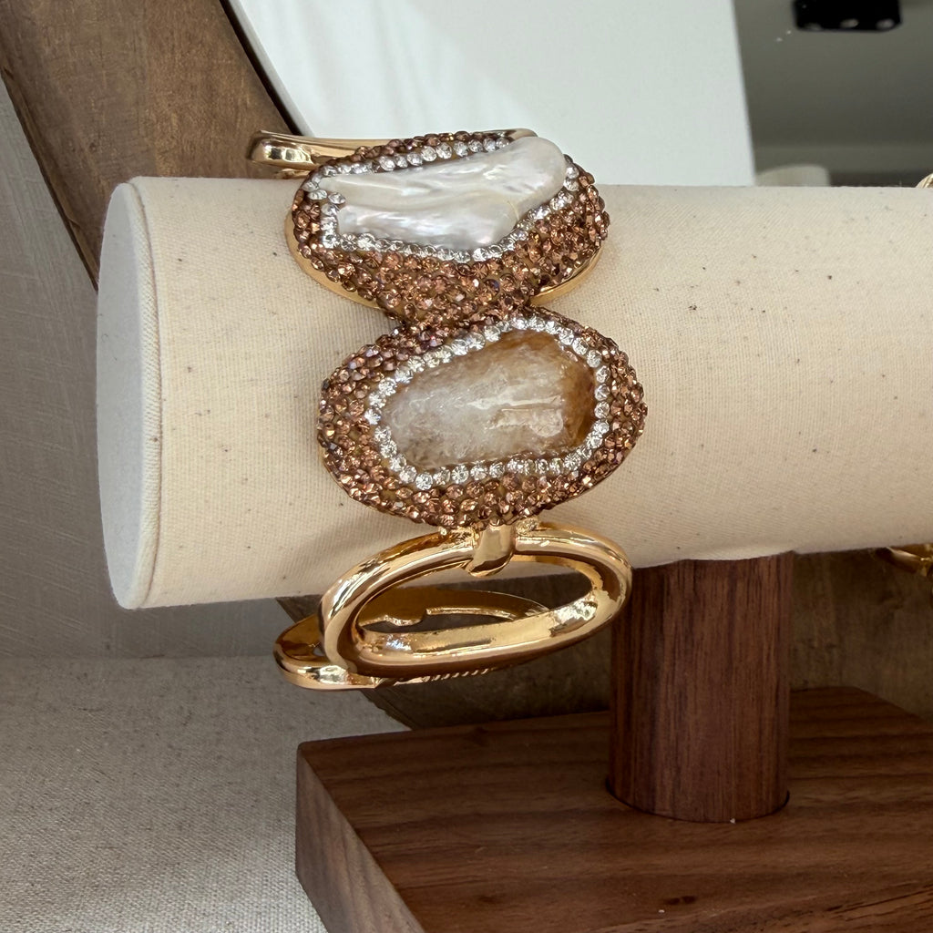 Armband parel kristalkwarts