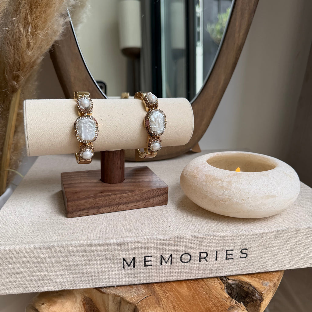 Parel loliet met edelsteen armband