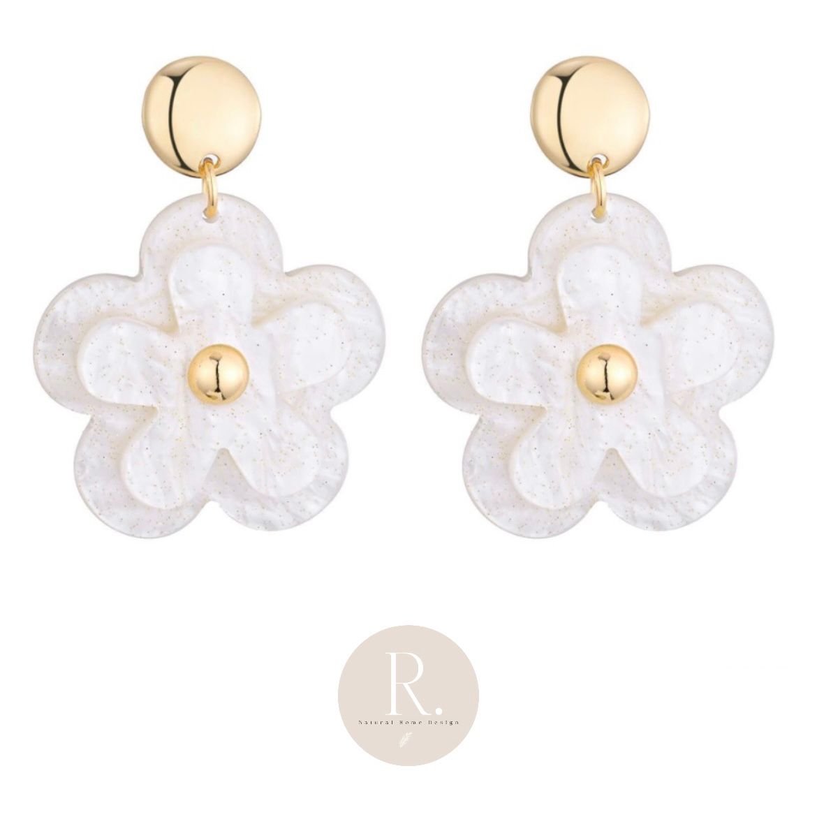 Oorbel bloem marmer look