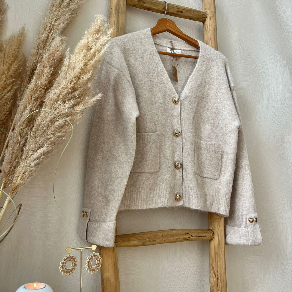 Beige vest hartjes