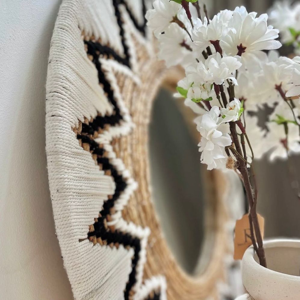 Macrame zeegras spiegel