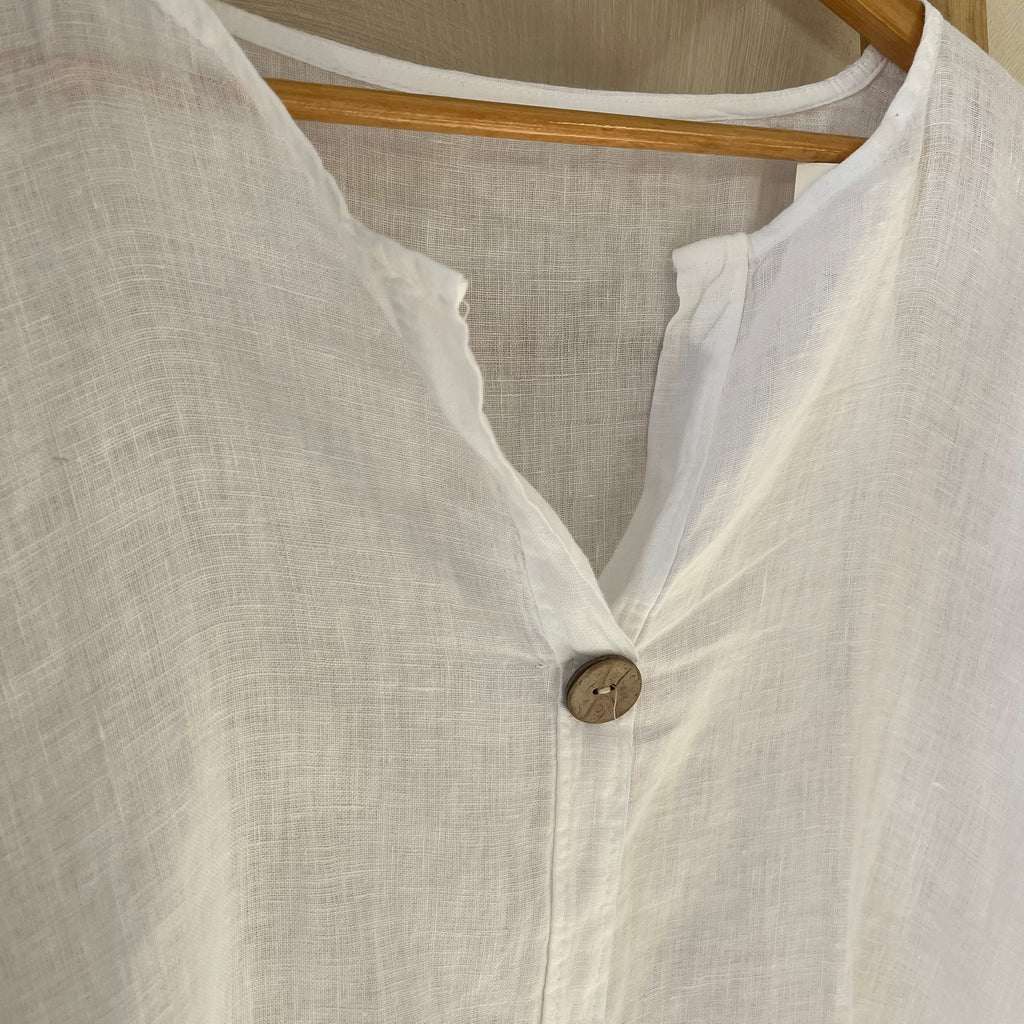 Linnen blouse met knoop