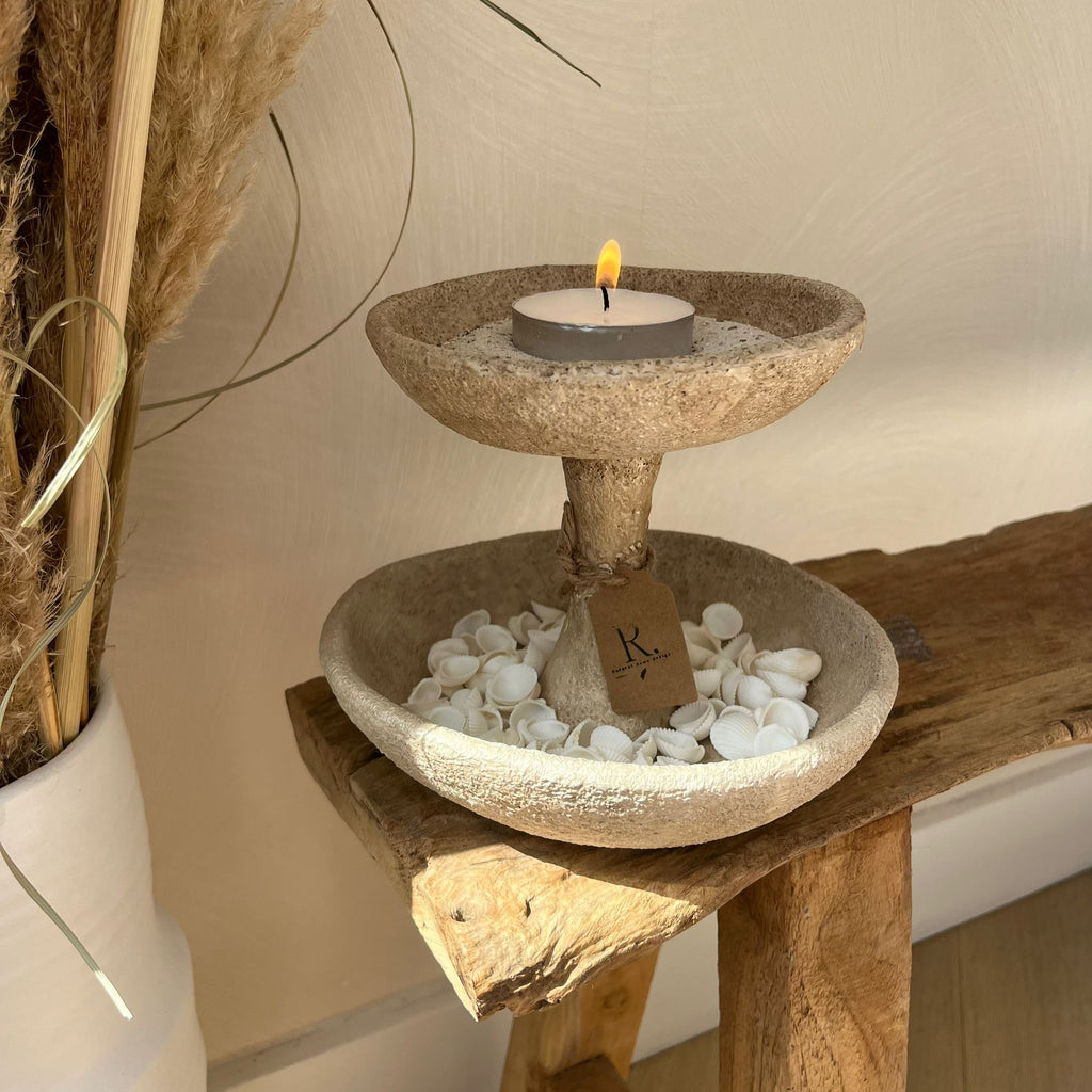 Aardewerk etagere beige
