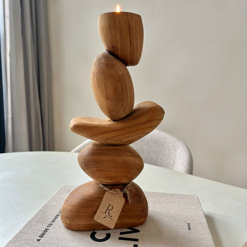 Kandelaar hout Japandi