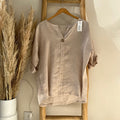 Linnen blouse met knoop