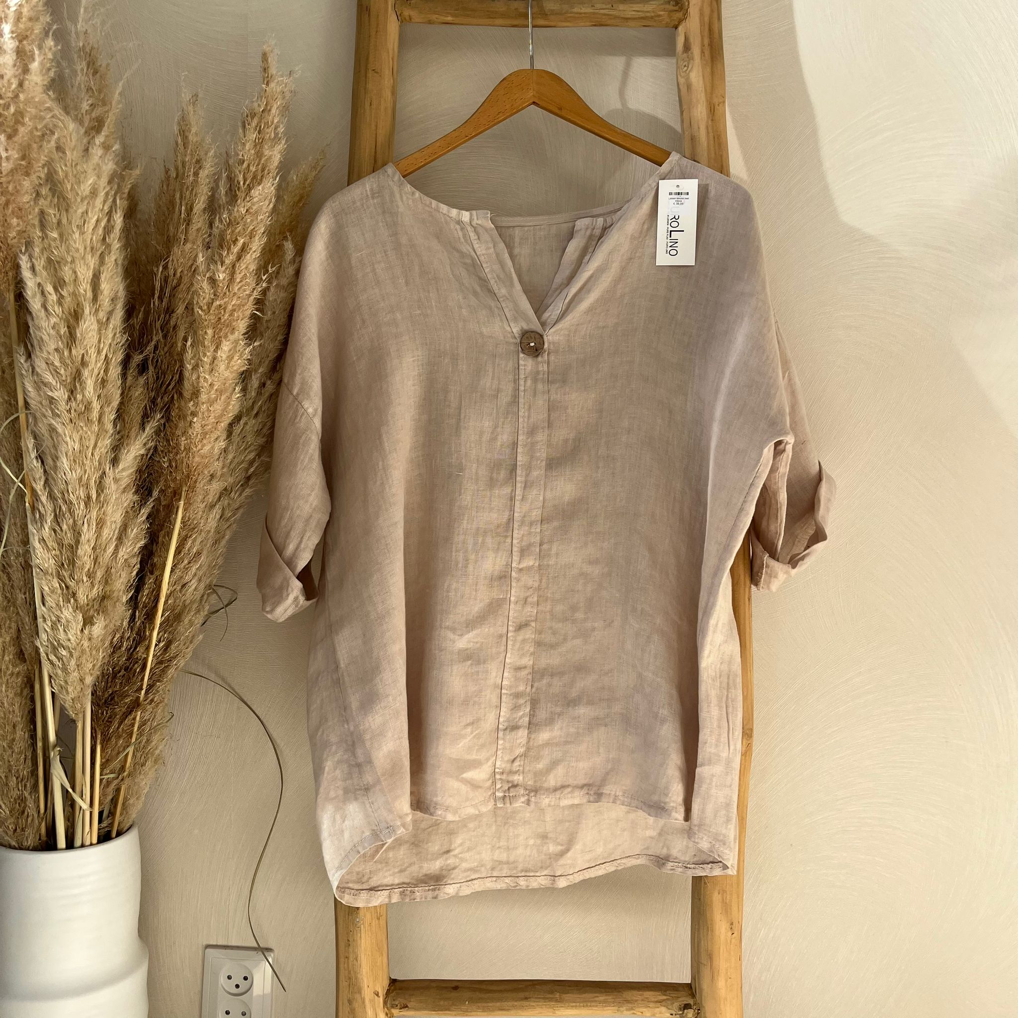 Linnen blouse met knoop