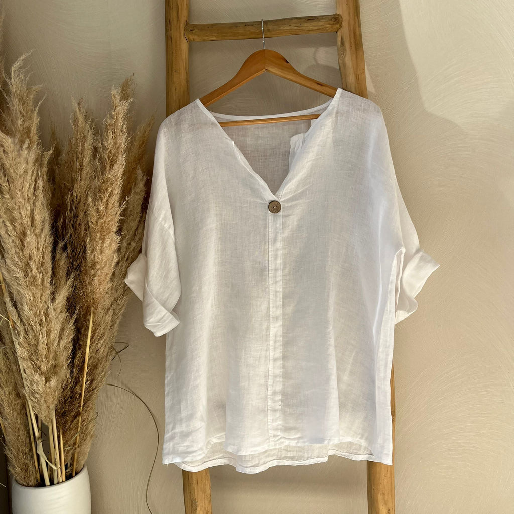 Linnen blouse met knoop