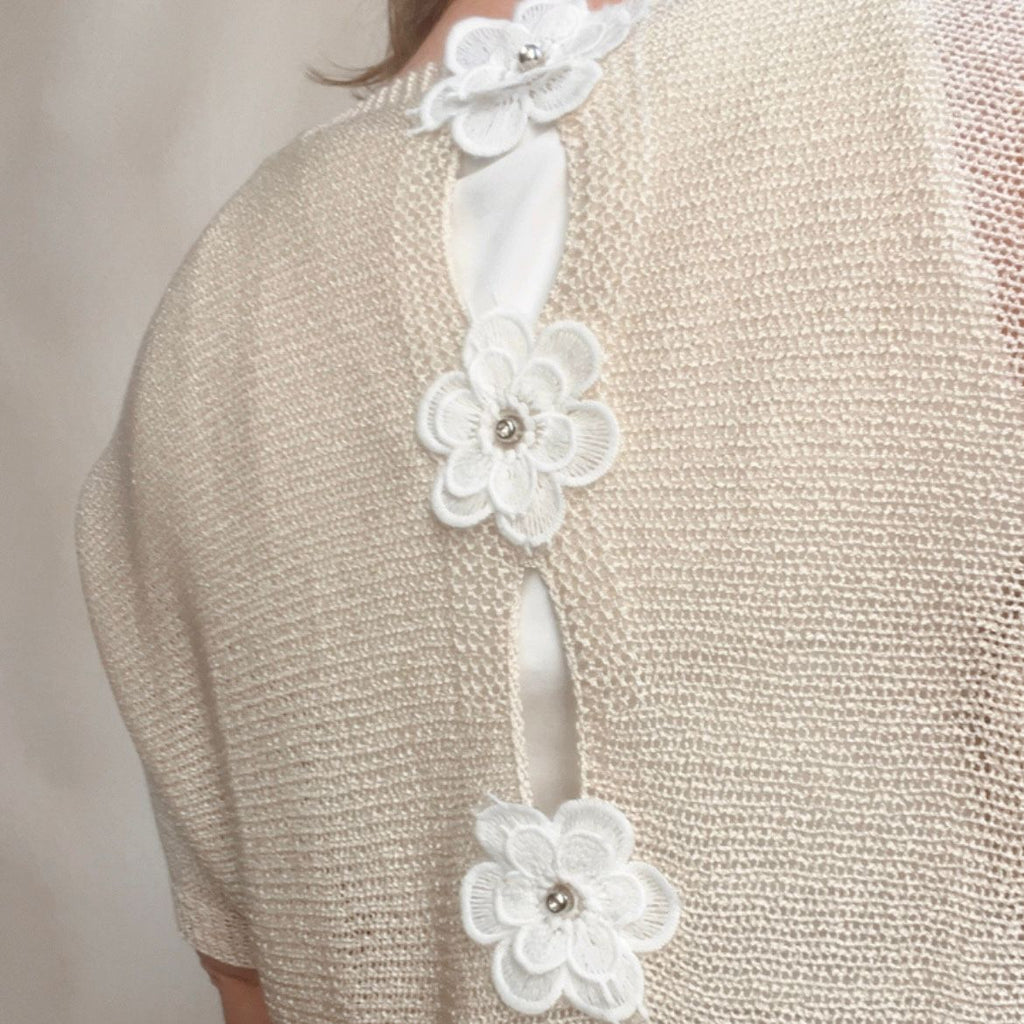 Top bloem beige
